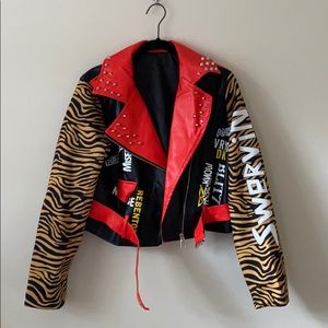 Cropped Faux Leather Studded Jacket